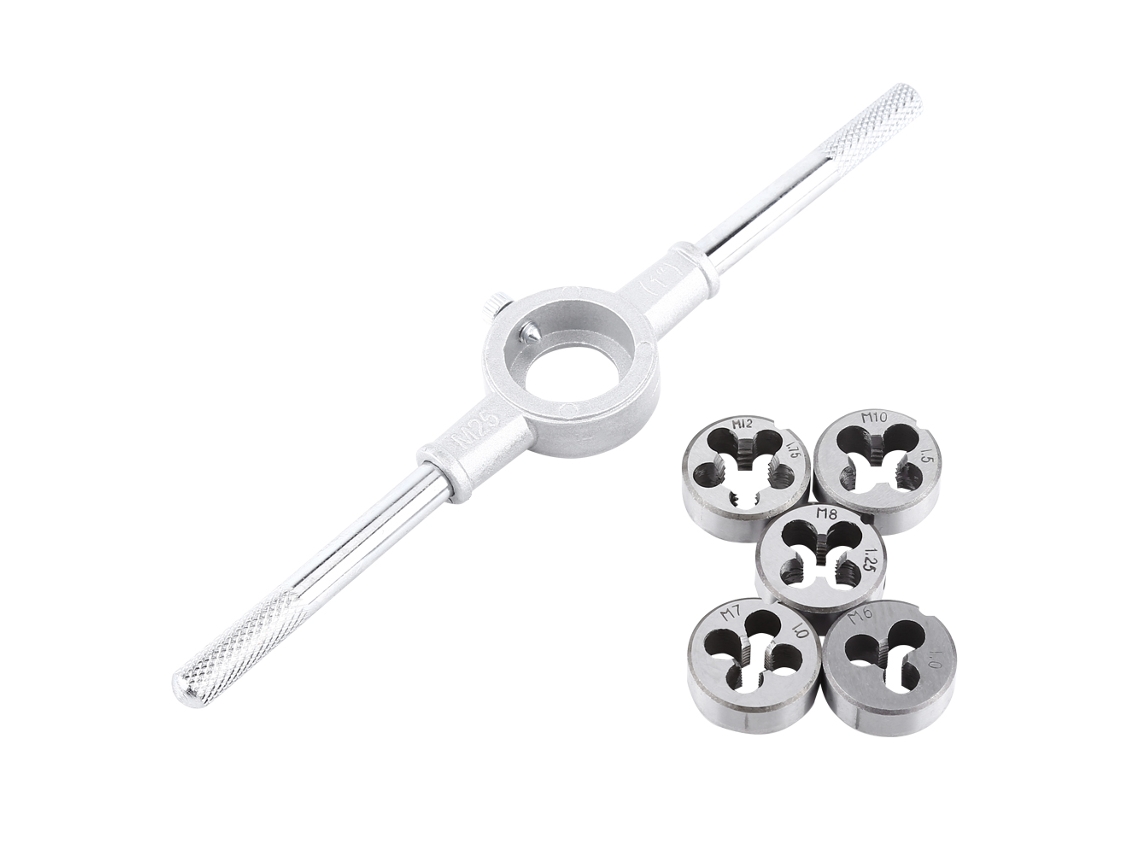 Kit De Herramientas Manuales Para Roscado De 6 Piezas Con Terrajas Y Llaves - Acero Para Rodamientos Para Tornillos