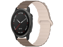 Bracelete Para Garmin Fenix 8 / 7x / 6x / 5x (20mm) - Silicone Magnético Brilhante Marrom Damasco