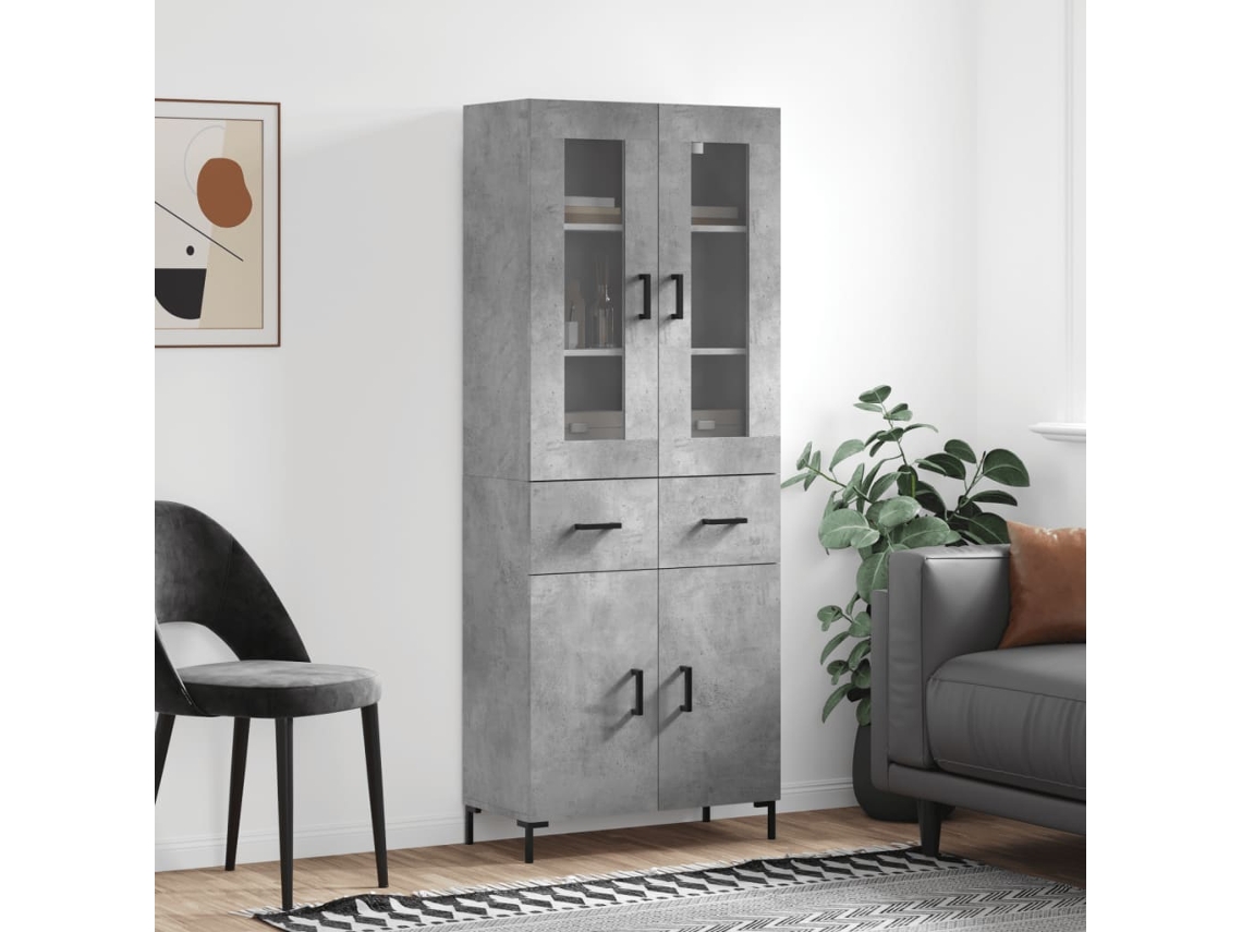 Aparador Alto Madera Contrachapada Gris Hormigón 69,5x34x180 Cm