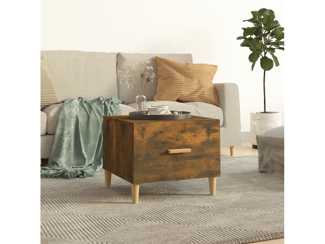 Mesa de Centro de Apoyo 50X50X40 Cm Madera Procesada Roble Ahumado
