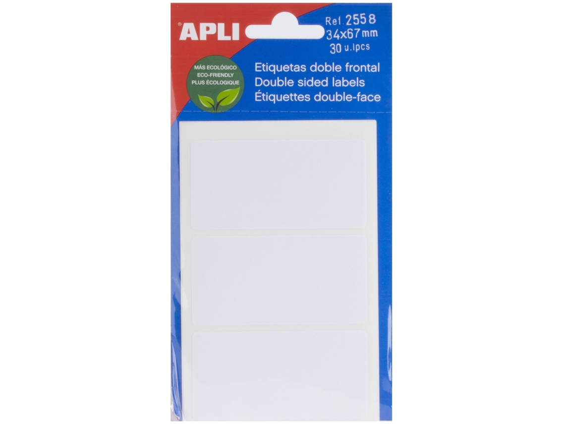 APLI Etiquetas de Doble Cara (Blanco - 34 X 67 mm)