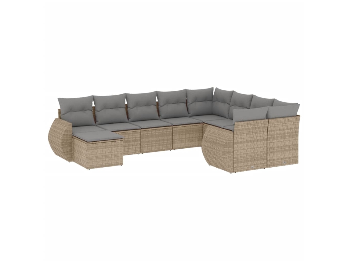 Maison Exclusive - Juego De Sofás Jardín Con Cojines Beige 10 Pzas Ratán Sintético