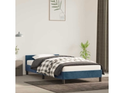 Estructura De Cama Sin Colchón Terciopelo Azul Oscuro 90x200 Cm