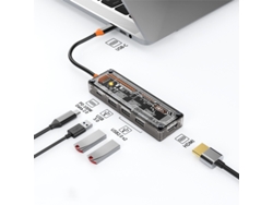 Estación de acoplamiento Yizhood USB C a HDMI compatible con pantalla 4k30hz Hub USB C 3.0 de 5 gbps 100w PD Negro
