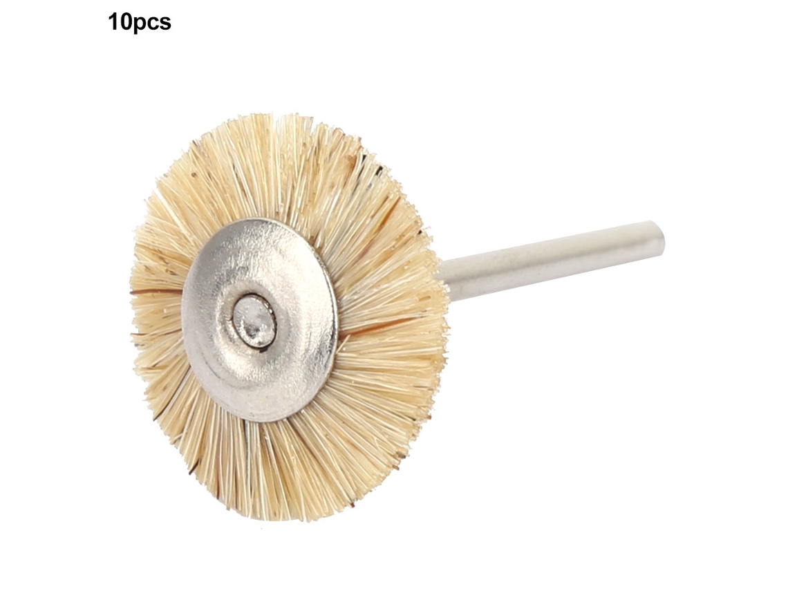 10 Cepillos De Pulido Con Mango De Metal, Cerdas De Cerdo Blancas, 3*25 Mm, Para Eliminar El Óxido.