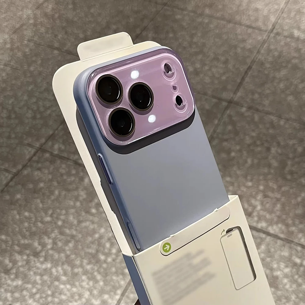(morado Claro) Funda De Cristal Para Iphone 14 Pro Con Cámara Y Cubierta Trasera A Prueba De Golpes.
