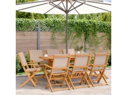 Sillas de jardín plegables DKD Home Decor de 8 piezas, tela/madera, gris parduzco