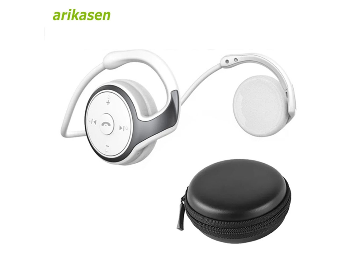 Auriculares Bluetooth MDUG 5.0 con pantalla, micrófono, asistente virtual y diseño plegable (blanco con estuche de transporte)