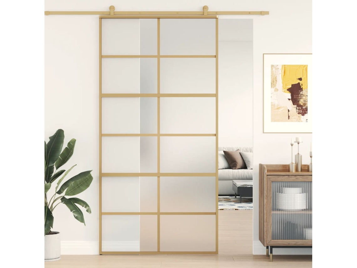 Puerta corredera 102,5x205 cm Cristal ESG esmerilado/Aluminio dorado LOVELY HOME