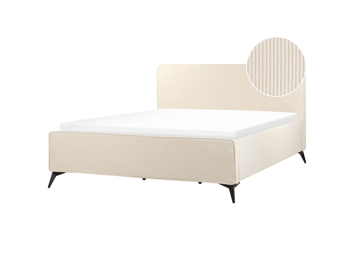 Cama con somier BELIANI Valognes de Pana Beige 192x220x110