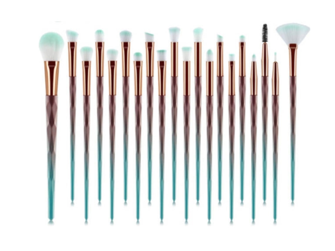 Kit de 20 pinceles de maquillaje para decoración de uñas azul grisáceo USHION