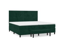 Maison Exclusive - Cama Box Spring Con Colchón Terciopelo Verde Oscuro 200x200 Cm