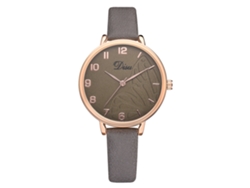 Reloj De Pulsera Sencillo De Cuarzo Para Mujer Con Correa De Piel Sintética Gris.