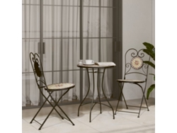 Conjunto Bistro Mosaico Ferro E Ceramica Terracota E Branco Dkd Home Decor