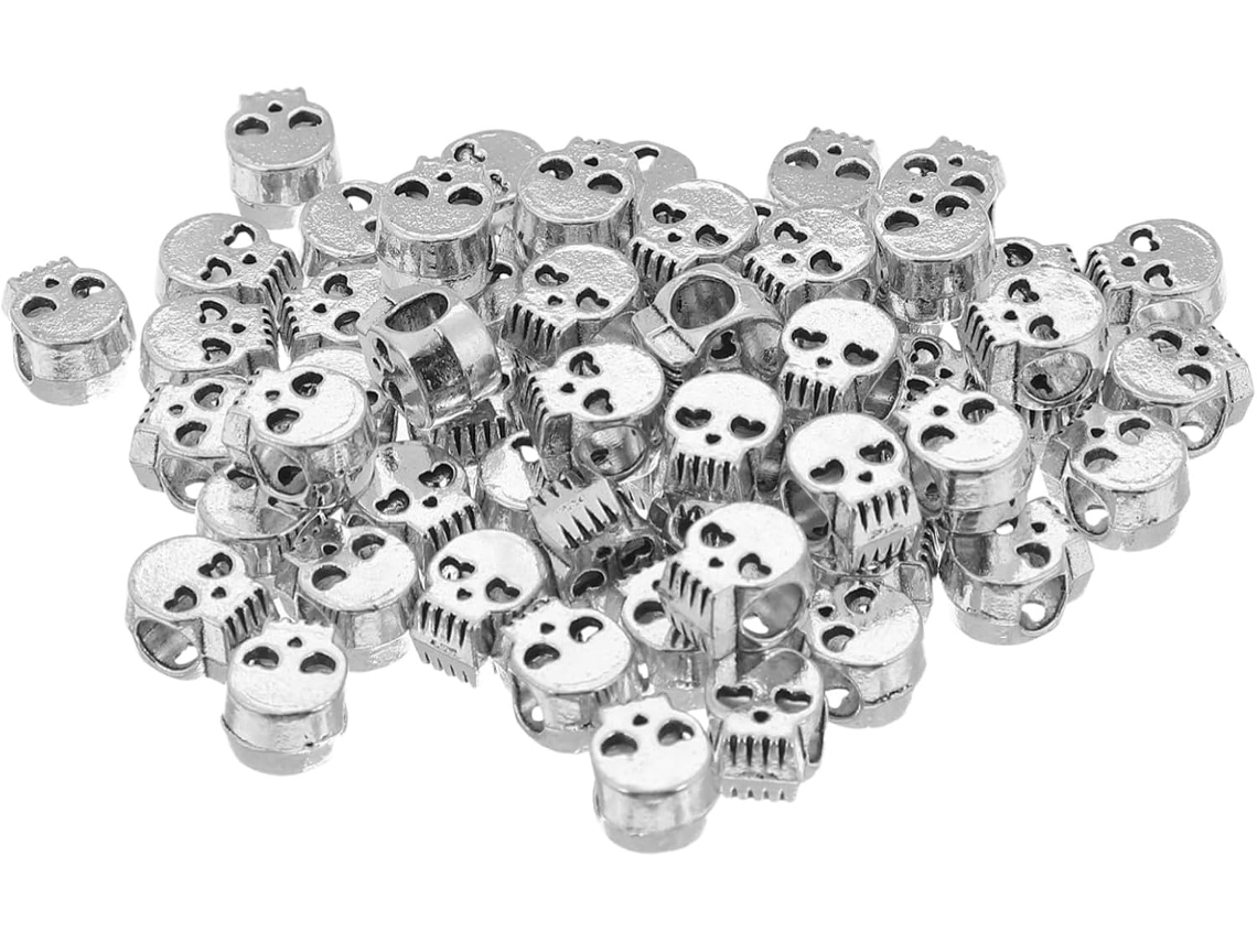 Pulseras de Halloween con 100 cuentas de calavera, aleación de zinc. Slowmoose