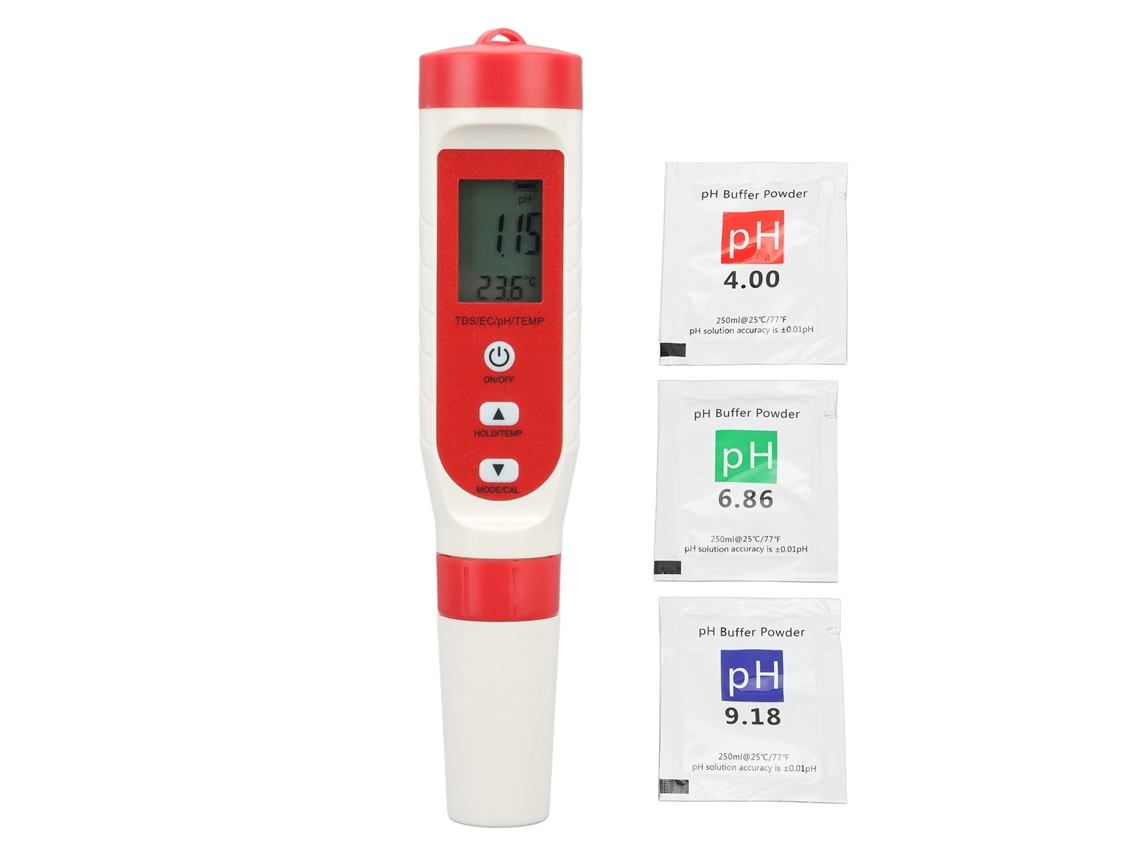 Medidor digital de agua 4 en 1: pH, TDS, CE, temperatura, IP65