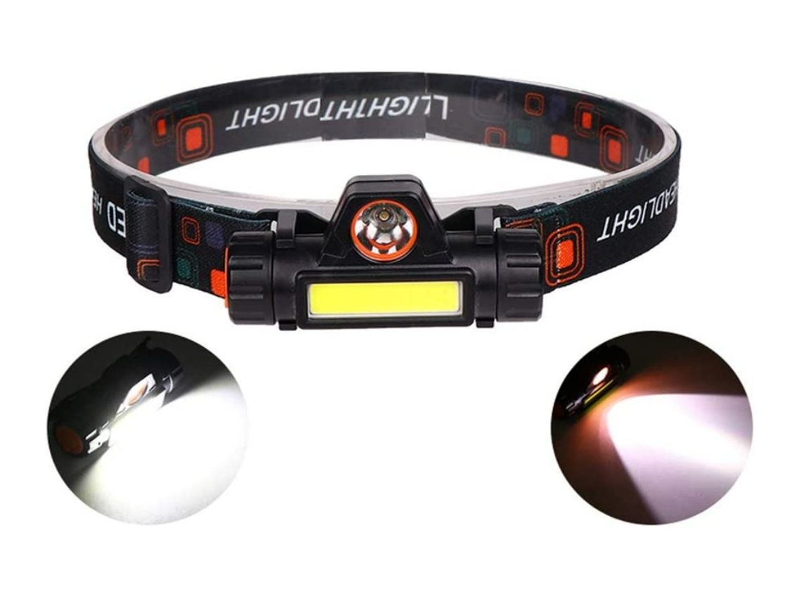 Linterna frontal, Chronos Lantern-0003 IPX4 impermeable con COB y XPE, linterna frontal súper brillante (negro) YIZHOOD