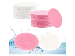 Esponjas Limpiadoras Faciales, 60 Unidades, Blancas, Para Desmaquillar Y Exfoliar (6,35 Cm).