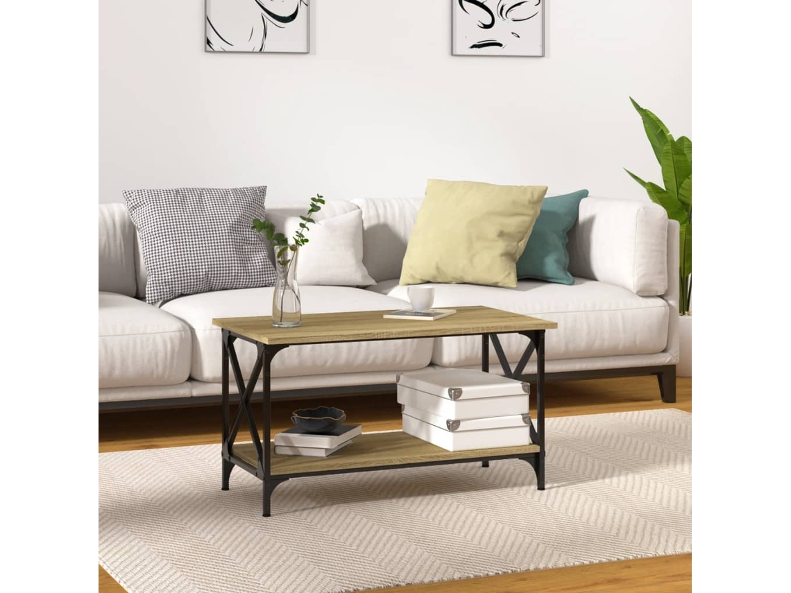Mesa de Centro de Apoyo 80X45X45 Cm Deriv. Madera/Hierro Roble Sonoma