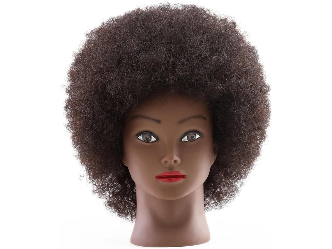 Cabeza de maniquí afro con cabello humano SFUSHOS