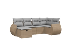 Conjunto 6 de sofás jardín con cojines beige mezcla VIDAXL ratán PE