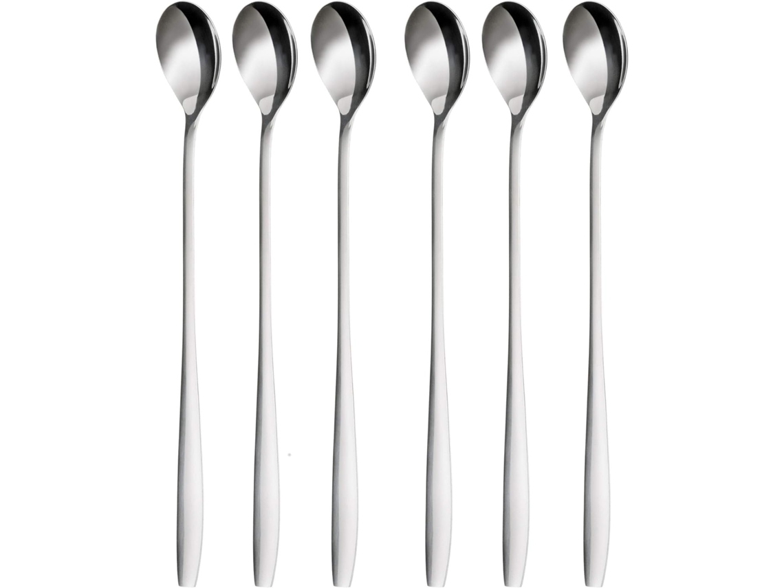 Juego de Cucharas para Latte Macchiato, 6 Piezas, 22 cm, Acero Inoxidable NEVEANCE
