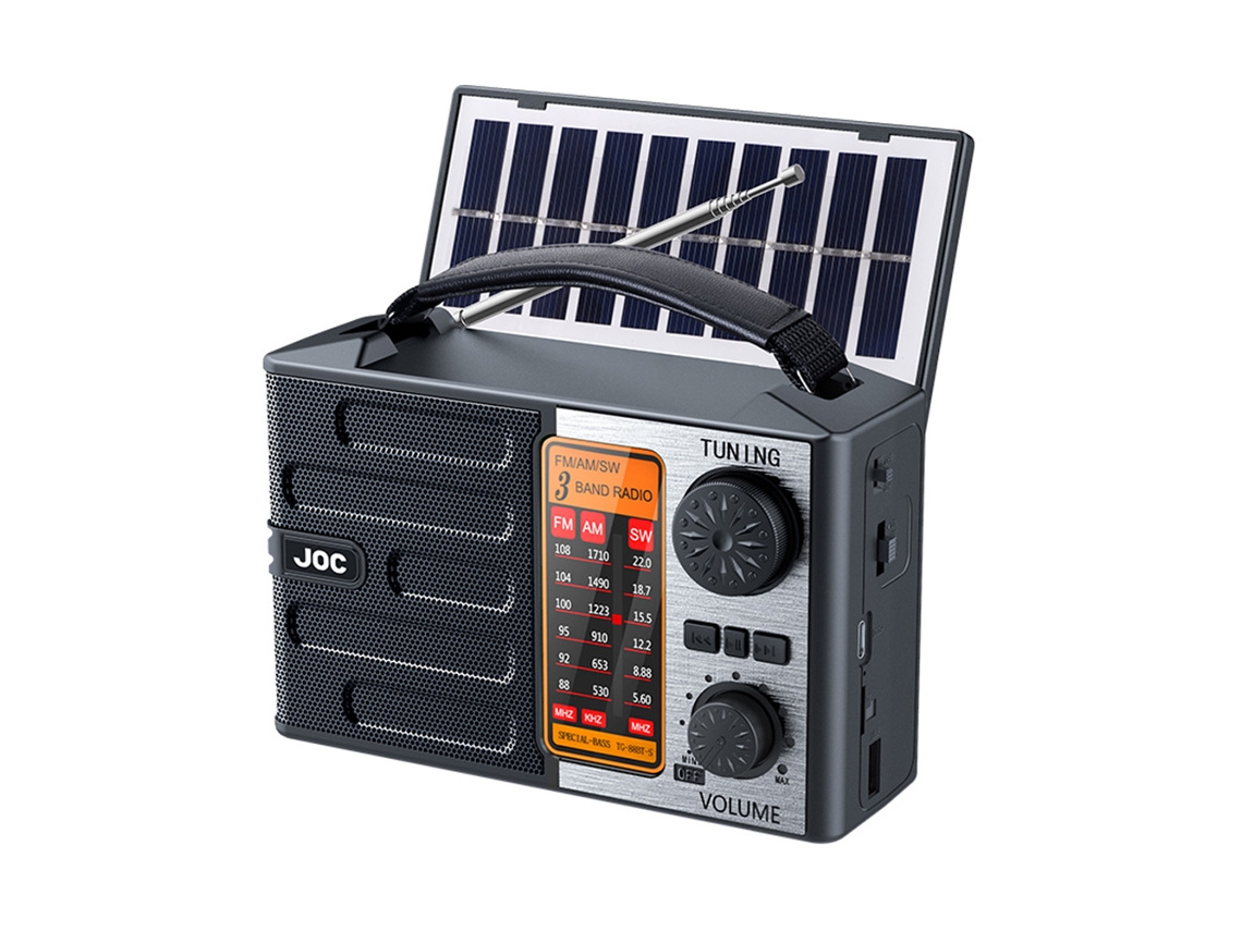 Radio portátil FM AM SW recargable con panel solar, receptor de banda completa de alta sensibilidad, luz LED y altavoz Bluetooth. Viewleaf