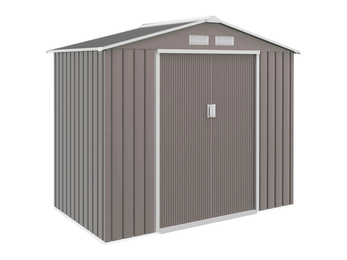 Almacén de Equipos con Puertas Correderas 2,13x1,30x1,85cm Metal Gris