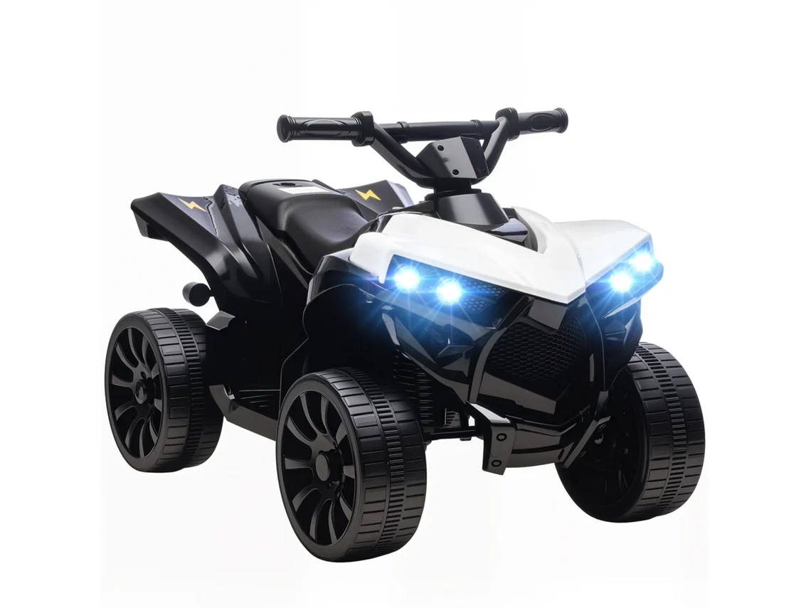 Quad eléctrico infantil de 6 V con música y faros LED, color blanco, 70x42x45