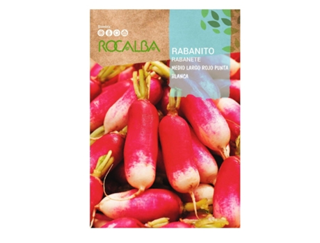 ROCALBA Médio Longo Rabanete Vermelho Ponta Branca 10G Pacote 5 Envelopes