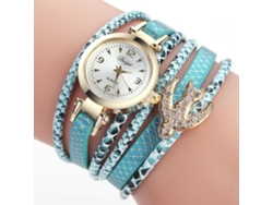Reloj De Pulsera Duoya Quartz Swallow Con Diamantes De Imitación, Color Azul Cielo, Para Mujer.