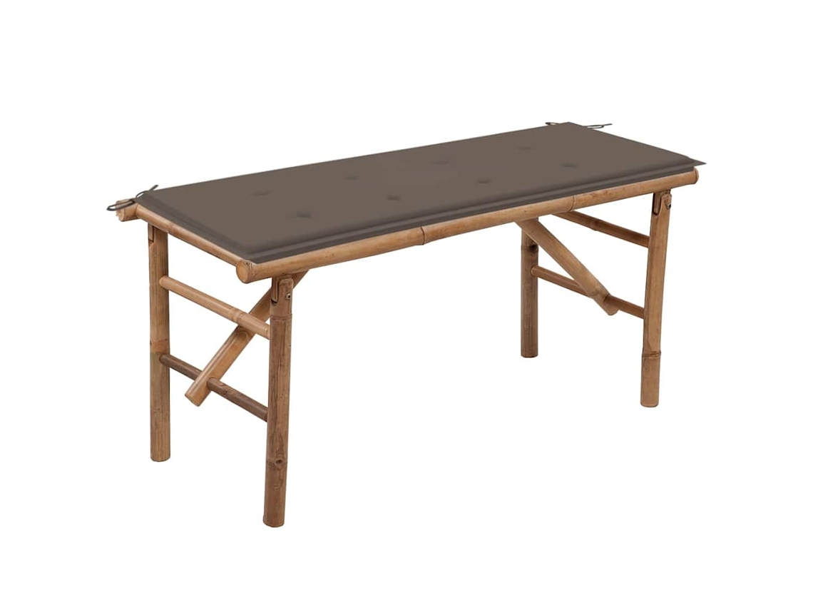 Banco de jardín plegable con cojín de bambú de 118 cm, DKD Home Decor