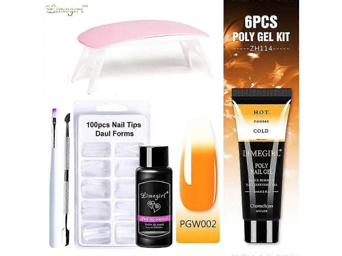 Kit de uñas de gel de poliéster con lámpara UV de 6 W, herramientas de manicura rápida GOKOCO