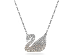 2026-collar Colección Cisne Icónico Para Mujer Con Cristales Negros Y Cadena Plateada En Tonos Dorado Rosa