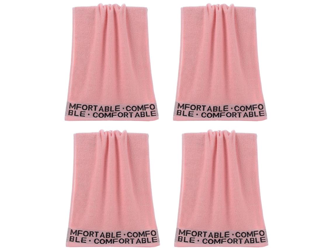 Conjunto de Toallas de Manos NEVEANCE Secamanos Absorbente Baño Manos Rostro Gimnasio Algodón Rosa - 4pcs (33x73cm)