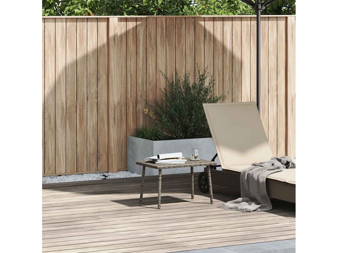 Mesa Centro Jardín | Mesa De Exterior Rectangular Gris 60x40x37 Cm Ratán Sintético
