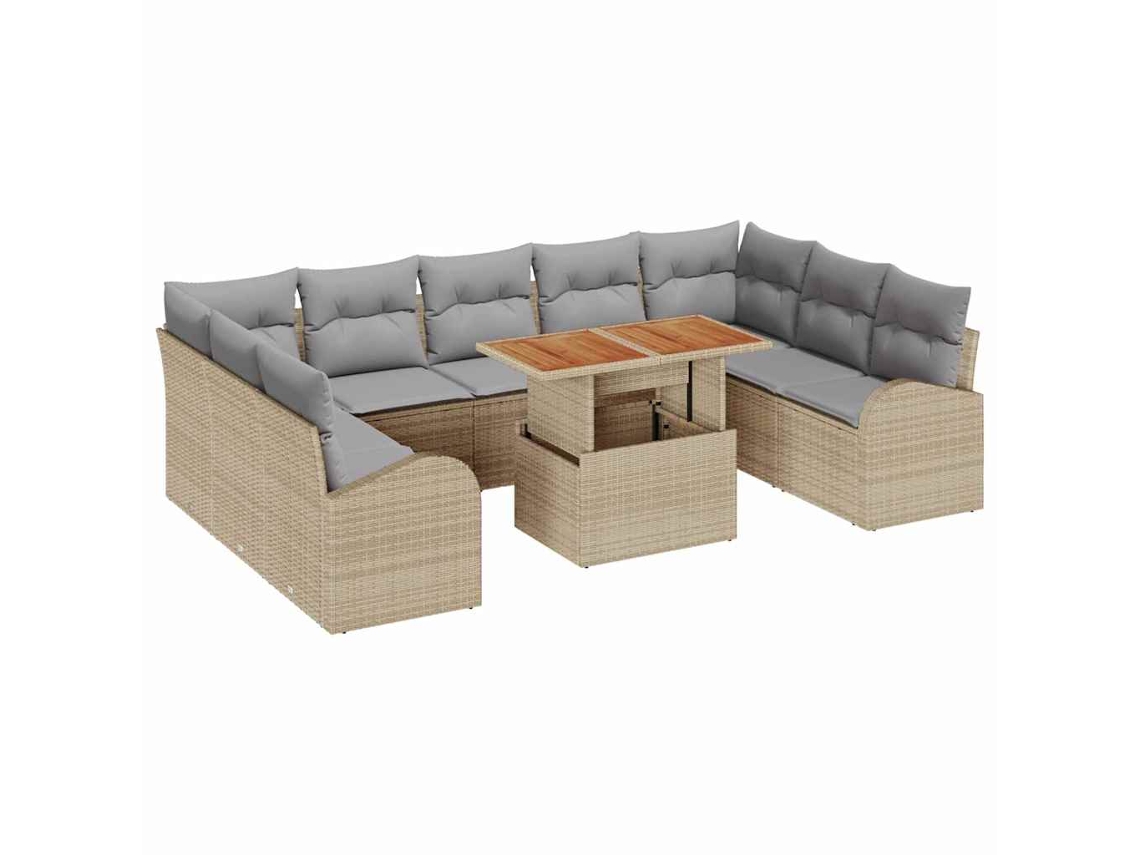 Maison Exclusive - Conjunto De Sofá De Jardín 10 Pcs Beige Poliratán