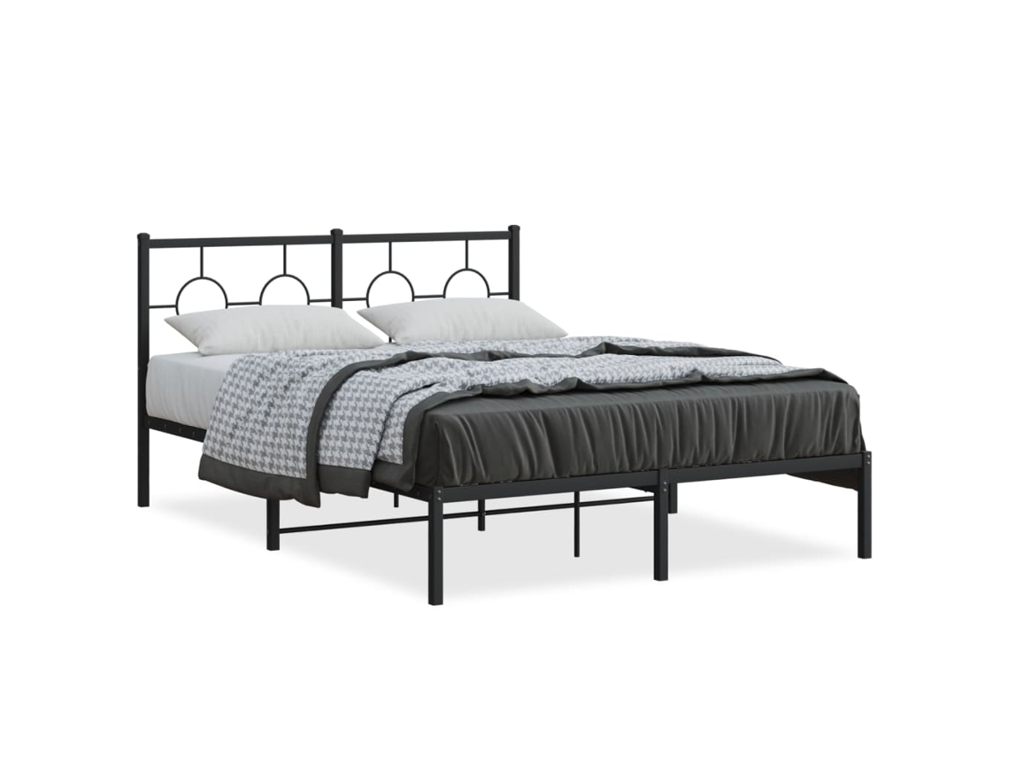 Maison Exclusive - Estructura Cama Sin Colchón Con Cabecero Metal Negro 140x200 Cm