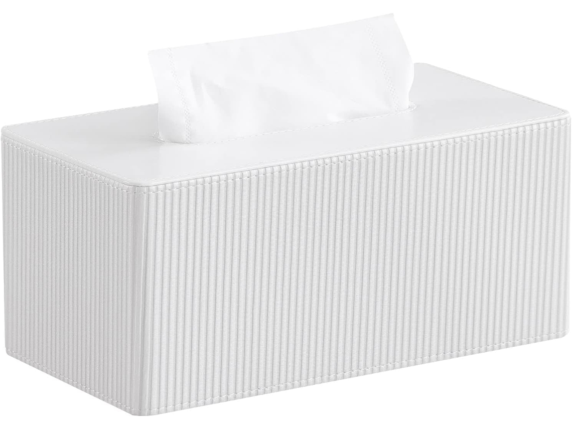 Caja de pañuelos de cuero sintético con cierre magnético, moderna caja rectangular para pañuelos.