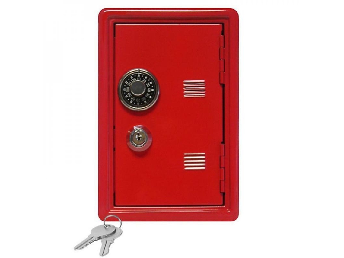 Caixa De Dinheiro De Metal Vermelho Em Forma De Cofre Com Chave Ideal Para Crianças Aprender A Gerenciar Dinheiro