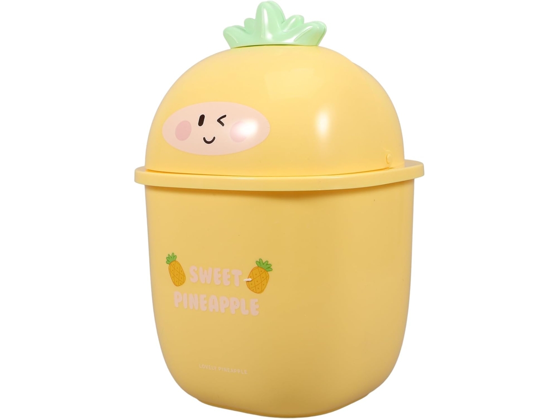 Papelera Pequeña Con Tapa, 5 Litros, Plástico, Amarillo Limón, Contenedor De Almacenamiento