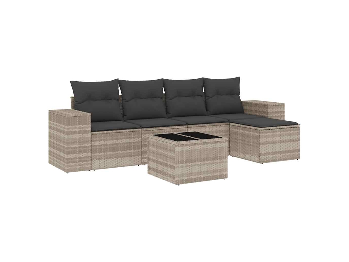 Maison Exclusive - Set De Sofás De Jardín 6 Pzas Y Cojines Ratán Sintético Gris