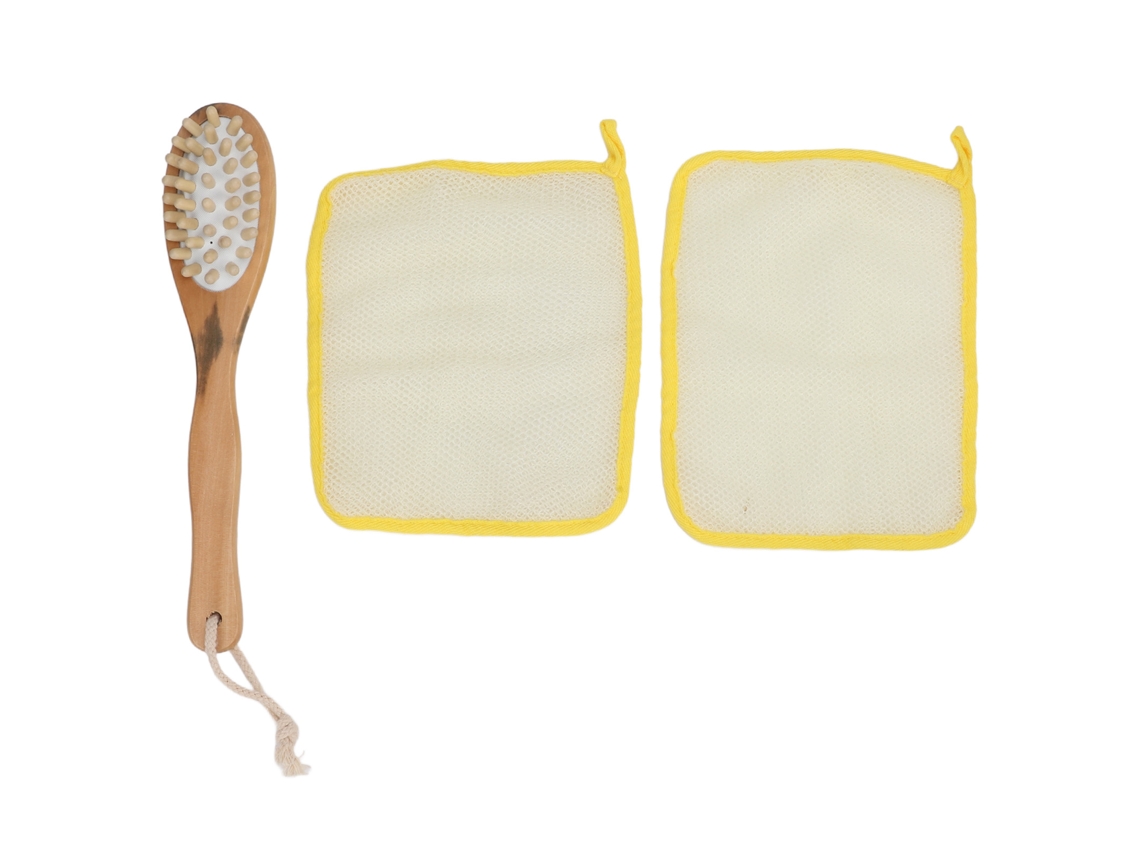 Juego De 2 Toallas Exfoliantes Y Cepillo De Baño Con Mango Largo.