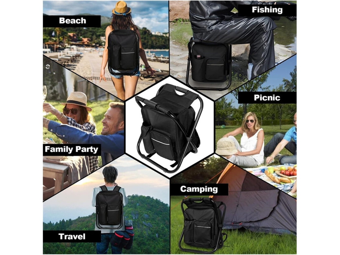 Preta Ipree Cadeira Dobrável Camping Pesca Portátil Mochila Térmica Ideal Piqueniques Caminhadas Atividades Ar Livre