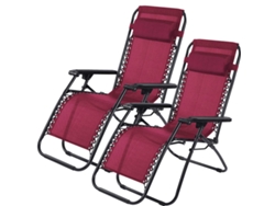 Sillón reclinable plegable Klack Zero Gravity para playa, jardín y piscina, rojo, paquete de 2