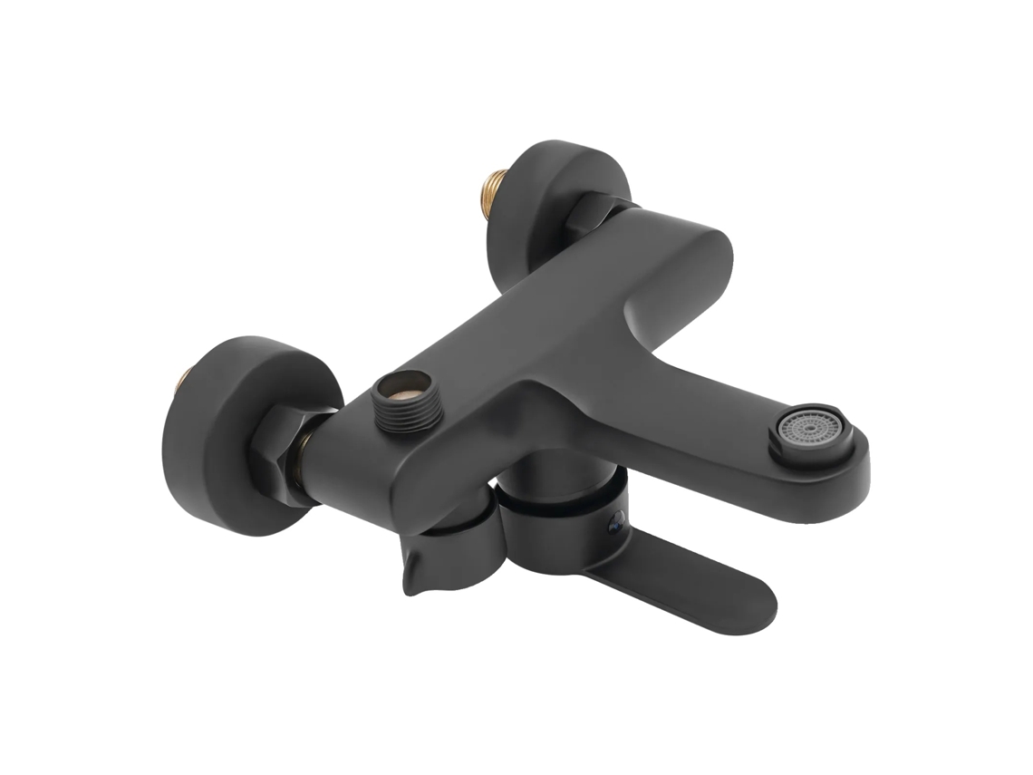 Grifo de baño moderno de pared con 2 salidas de agua, color negro OEM