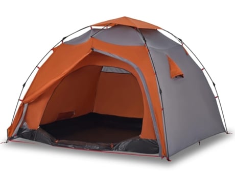 Tienda de campaña iglú 4 personas VIDAXL apertura rápida gris/naranja