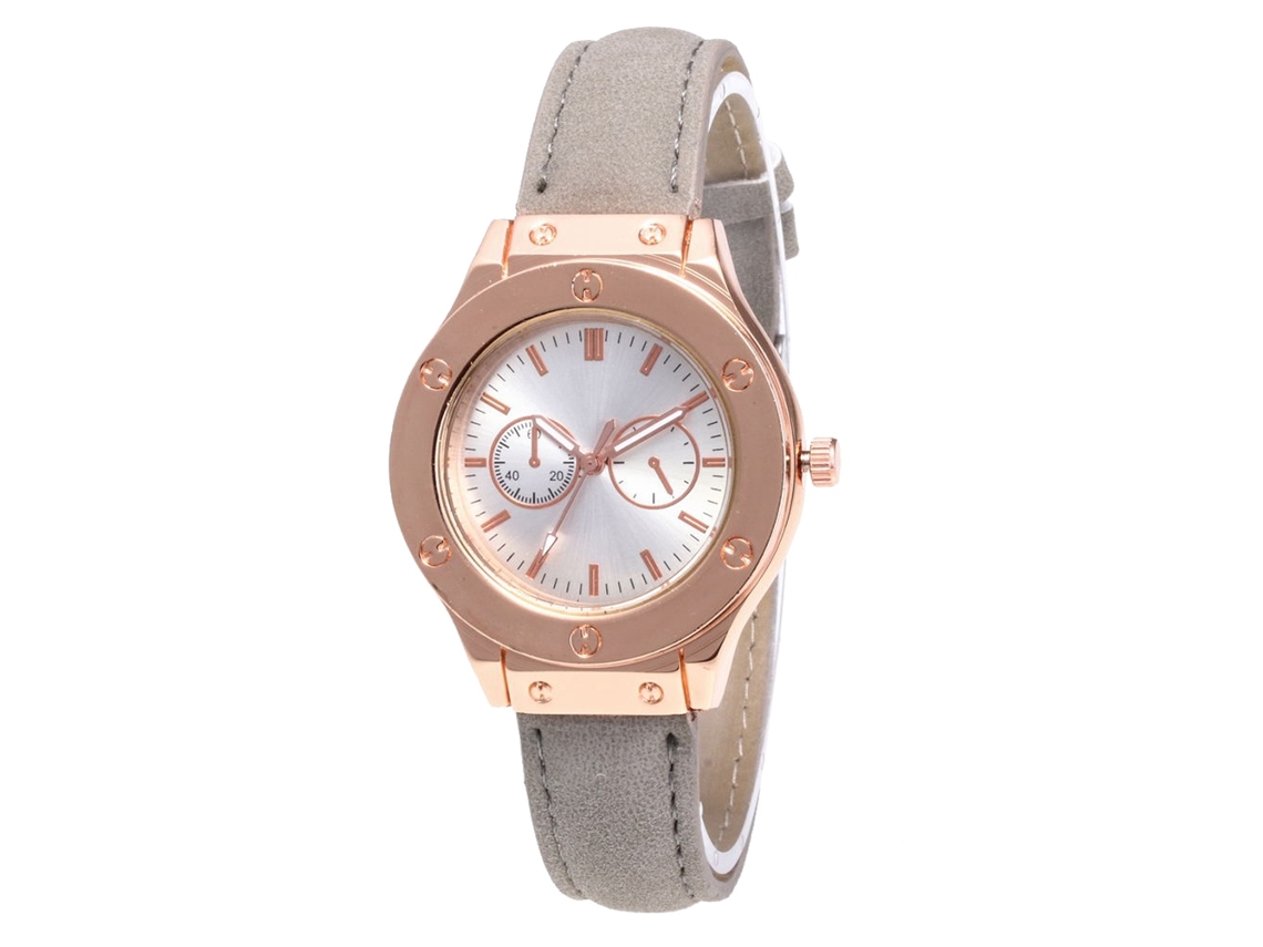 Reloj De Pulsera Informal Para Mujer Con Correa De Piel Sintética Gris, Estilo Moderno.