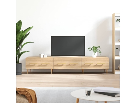 Mueble tv 3 cajones 2 huecos blanco/roble, madera maciza BOB