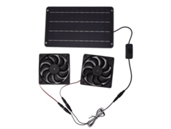 Ventilador solar de 12 V y 20 W con 2 ventiladores, kit de panel solar eficiente con interruptor para RV, invernadero y casa para mascotas